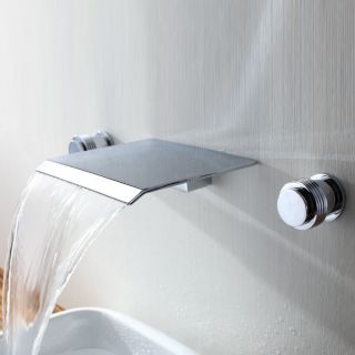 New Widespread Waterfall Wall Mount Bathroom Bathtub Basin Faucets Chrome Finish