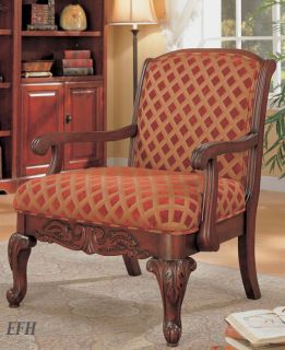 New Aberdeen Traditional Upholstered Cherry Finish Wood Accent Chair