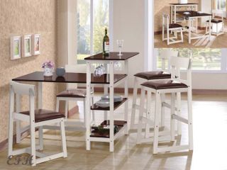 New 5pc Halle Espresso Top White Finish Wood Counter Height Dining Table Set