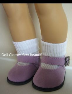 Doll Clothes Fits American Girl Purple Suede Shoes w Butterfly Buckles Sale