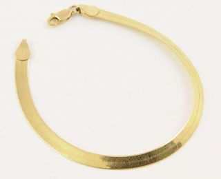 Contemporary Italian 417 Fine 10K Yellow Gold Hammered Link Chain Bracelet