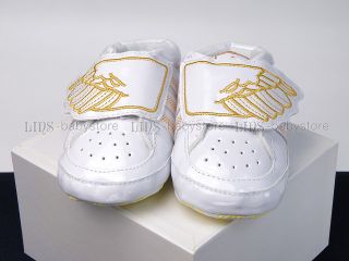 New Toddler Baby Boy White Silver Golden Sneakers Shoes US Size 2 3 4