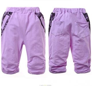New Baby Kids Girls T Shirt Short Pants Set Clothes Violet Suit Size 3 6T）