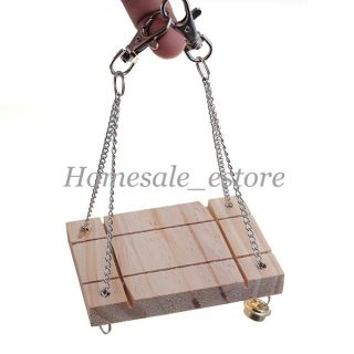 Mouse Rat Parrot Hamster Wooden Bell Swing Suspension Poppled Hanging Cage Toys