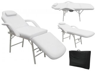 73" Portable Tattoo Parlor Spa Salon Facial Bed Beauty Massage Table Chair White