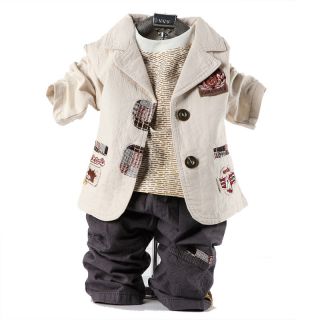 Cool Baby Boy Winter Fall Tiger Outfits Set Suit Coat Outerwear T Shirt Clothes