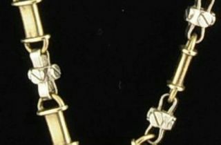 10K Yellow White Gold Jesus Crucifix Pendant Cross Segment Link Chain Necklace