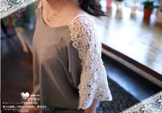 New Fashion Women Sexy Girl Cute Lace Cotton Short Sleeve Top Blouse T Shirt