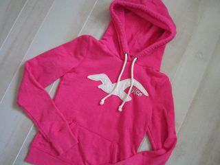 Hollister by Abercrombie Bright Pink Big Logo Hoodie Sweater Sweatshirt Top S