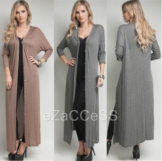 Sexy Womens Long Cardigan Sweater Duster Coat Cover Up Light Button Sleeve s M L