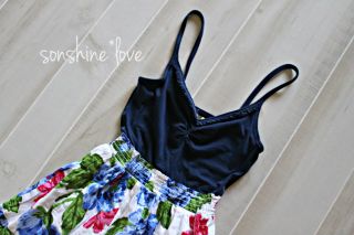 Hollister Abercrombie Bright Floral Color Block Summer Sun Dress Pretty XS