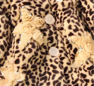 New Toddler Girls Faux Fur Leopard Coat Applique Starfish Winter Jacket Snowsuit
