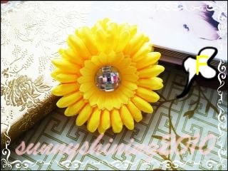 20 4" Gerbera Daisy Crystal Flowers Clips Baby Hair Bow 10 Colors