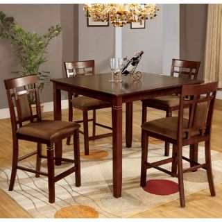 Solid Wood 5 Piece Dark Cherry Finish Counter Height Dining Set