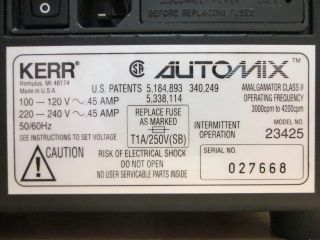 Kerr Automix Dental Amalgamator Computerized Mixing System 23425 not Working