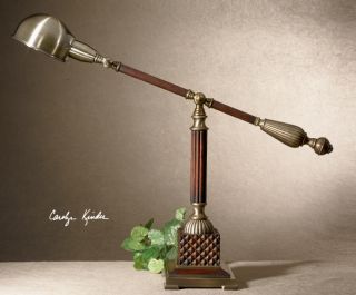 Pharmacy Style Desk Table Lamp Aged Bronze Wood Tone Lighting