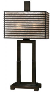 Modern Oil Rubbed Bronze Metal Mica Table Lamp Contemporary