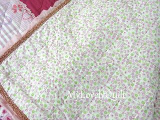 Chic Pink Pinkish Red Roses Patchwork Ruffled Bedspread Quilt 3pcs Set King
