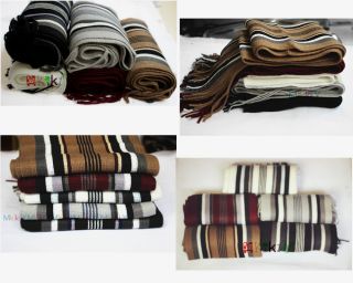 Men's Warm Luxury Accessory Winter Stripe Long Wool Knitted Scarf Gift 5 Colors
