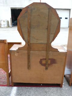 Antique 7pc Art Deco Waterfall Walnut Inlaid Bedroom Set Orig Bakelite Handles