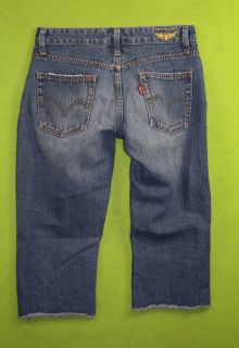 Levi's 513 Slouch Bootcut Capris Sz 1 Juniors Womens Blue Jeans Denim Pants EU22
