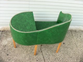 Vintage 1940s 1950s Green Vinyl Gossip Bench Phone Stand Chair