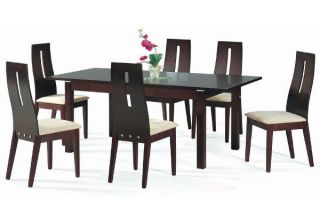 Modern Contemporary Dining Table Chairs Set Walnut