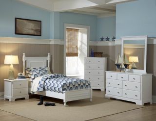 Cottage Style Cal KNG Eastern King Queen and Full Size Bed White Finish Wood