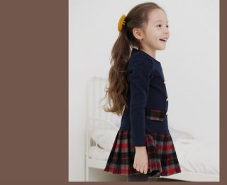Preppy Style Girls Baby Lattice Fleece Pleated Princess Skirts Formal Dress Kids