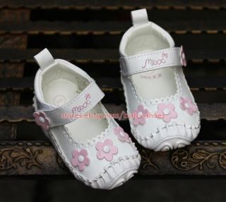 White Floral Baby Girl Sandals Newborn Infant Mary Jane Crib Shoes US Size 1 2 3