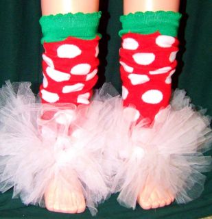 Christmas Polka Dot Leg Warmers with Ruffles Girls 2T 4T Soo Cute in USA