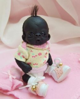 OOAK Baby Gorilla Monkey Sculpted Polymer Clay Art Doll Poseable