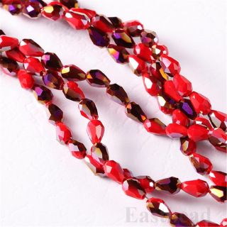 100pcs Teardrop Spacer Loose Beads Faceted Glass Crystal Finding 10 Colors 3 5mm