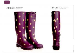 New Fashion Women's High Rain Boots Beautiful Dots Rain Shoes Three Color
