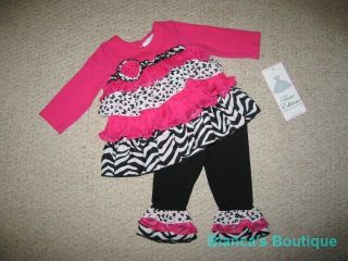 New "Zebra Butterfly" Rumba Pants Girls Clothes 2T Fall Winter Boutique Toddler