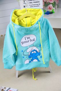 Boutique Candy Color "The Smurfs" Cotton Hoodie 2 Sides 2 Looks Super Cute Fun