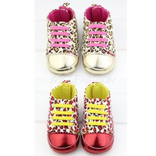 Infant Baby Kids Rose Flower Leopard Anti Slip Shoes for Girls Toddler 11 13cm