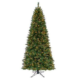 7' Chester Slim Prelit Christmas Tree Natural Looking Fir Tree