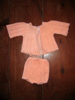 Vintage Baby Sweater and Pants Handmade Salmon Pink Gorgeous Condition
