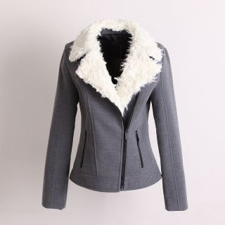 New Womens European Fashion Wool Lapel Warm Zipper Jacket Coat 3 Colors B596