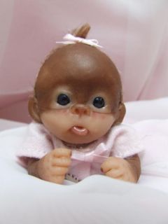 OOAK Baby Orangutan Monkey Sculpted Polymer Clay Art Doll Poseable