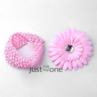 Baby Girl Crochet Headband Flower Hair Clip 10 Colors