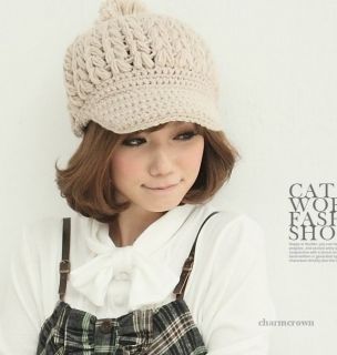New Fashion Women Winter Warm Crochet Knit Ball Beanie Wool Ski Peaked Hat Cap
