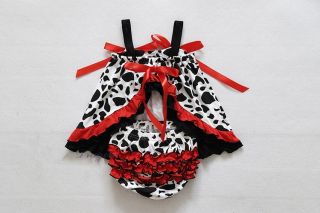 2pcs Baby Girls Dress Shorts Pants Outfit Clothes Cow Ruffle Size 0 24months