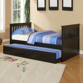 Traditional Mission Low Kids Youth Black Cherry White Twin Day Bed with Trundle