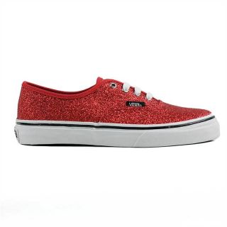 Vans Authentic Glitter Red Kids Plimsole Skate Shoes Trainers New