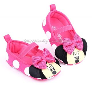 Baby Girls Minnie Mouse Soft Sole Crib Shoes Size Newborn to 18 Months