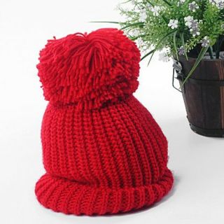 New Women Big Ball Baggy Knit Crochet Beanie Hat Warm Winter Knitting Wool Cap