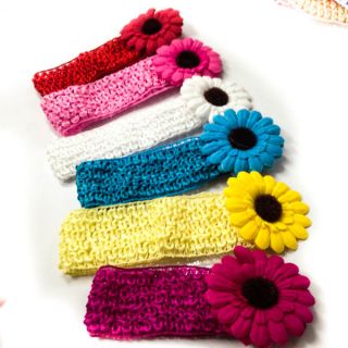 6 Colors Choices Cute Baby Girl Kid Head Hair Band 4cm Sun Flower Stretch A1507