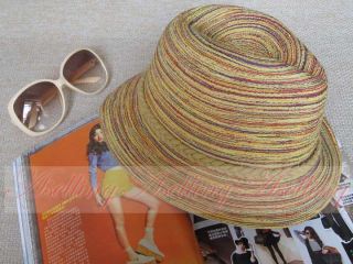 Womens Ladies Girls Bohemia Style Rainbow Stripe Jazz Summer Beach Sun Hat Cap